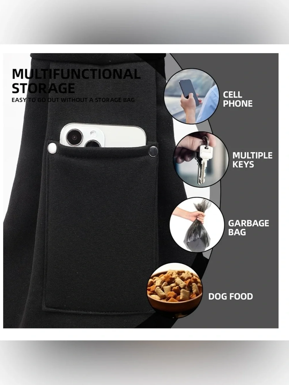 Pet Sling Carrier Shoulder Bag - Black